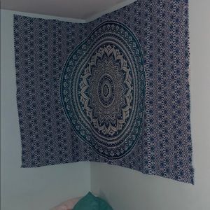 Blue and white tapestry
